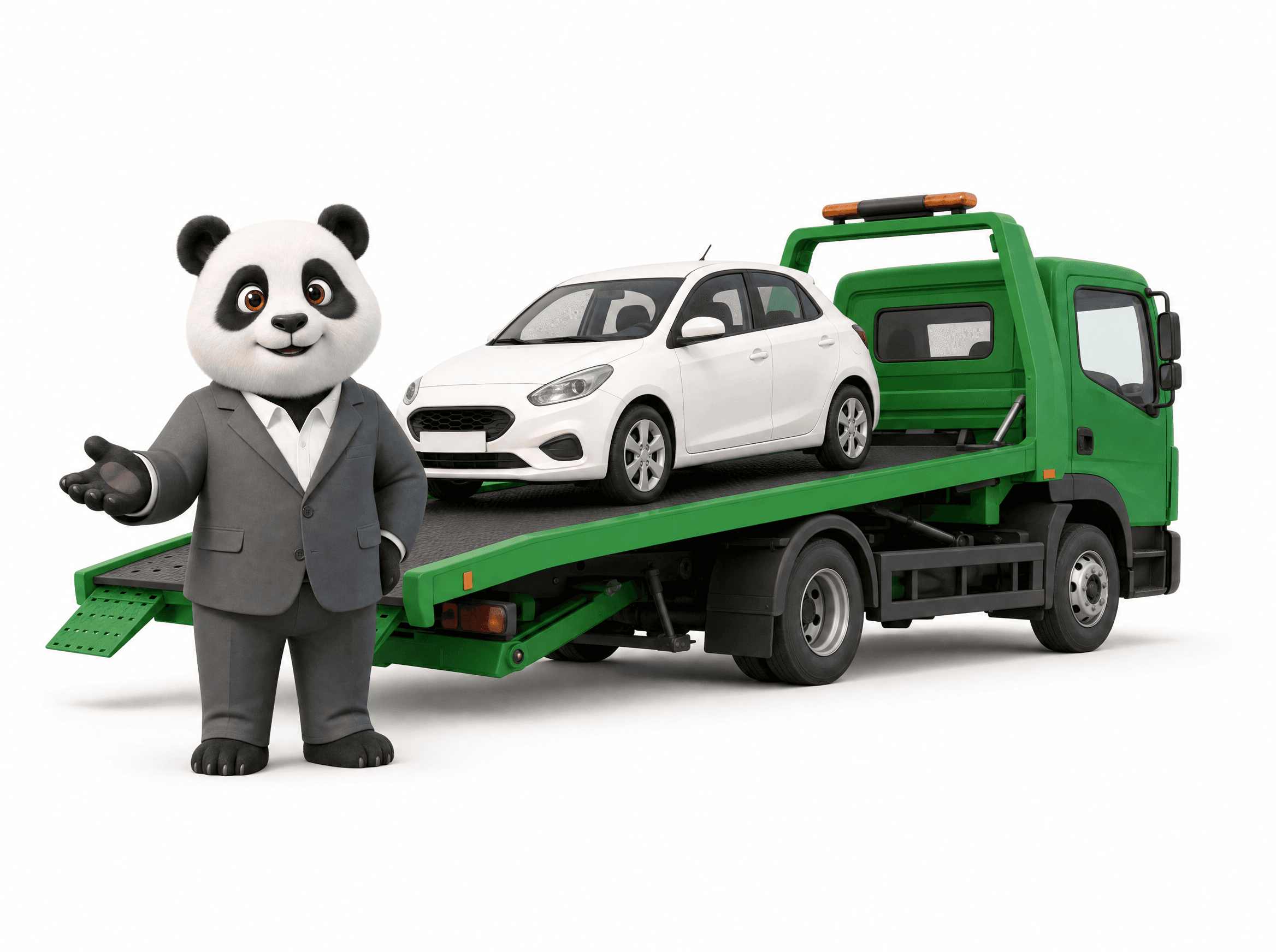 PandaCars holt dein Auto kostenlos mit dem Abschlepper ab
